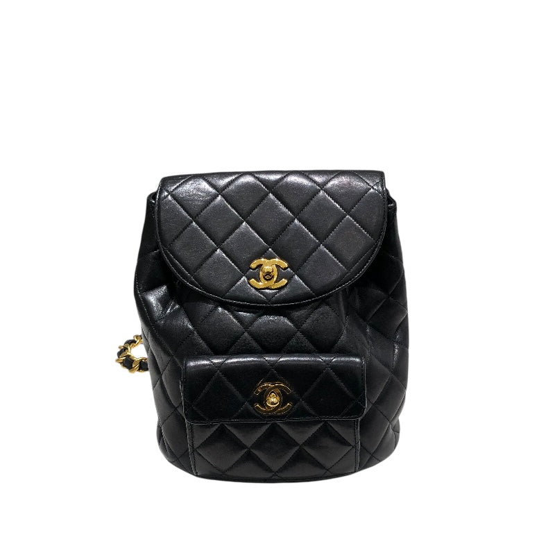CHANEL Matelasse バックパック A10177 Black Gold 金具 ラムスキン Ladies' リュック・デイパック