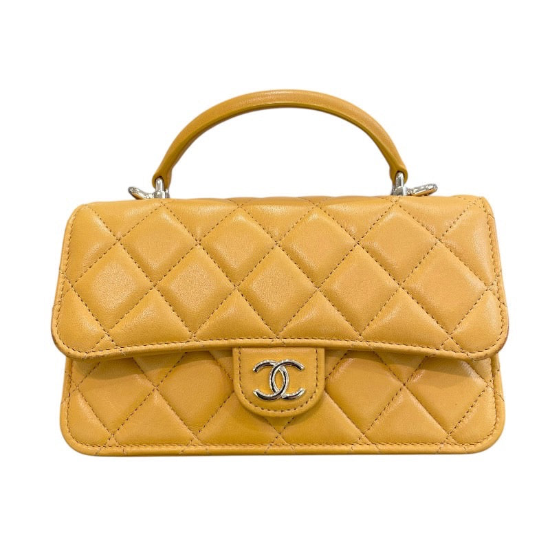 CHANEL Matelasse Flap フォンショルダー AP3226 ランダムシリアル イエロー× Gold 金具 ラムスキン Ladies' ショルダー Bag