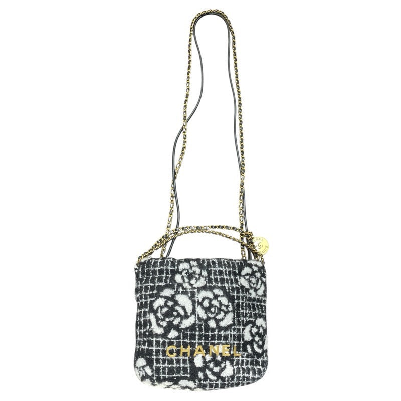 CHANEL 22 Mini AS3980 Black ・ White GD金具 ボア Ladies' ショルダー Bag