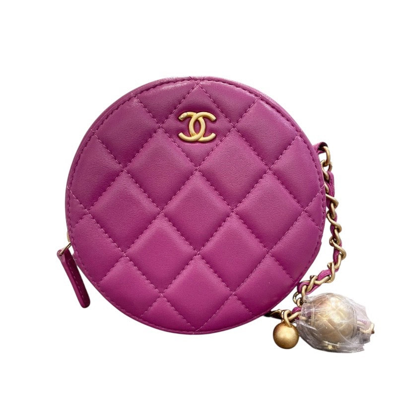CHANEL チェーンショルダー Bag 30番台 パープル× Gold 金具 ラムスキン Ladies' ショルダー Bag