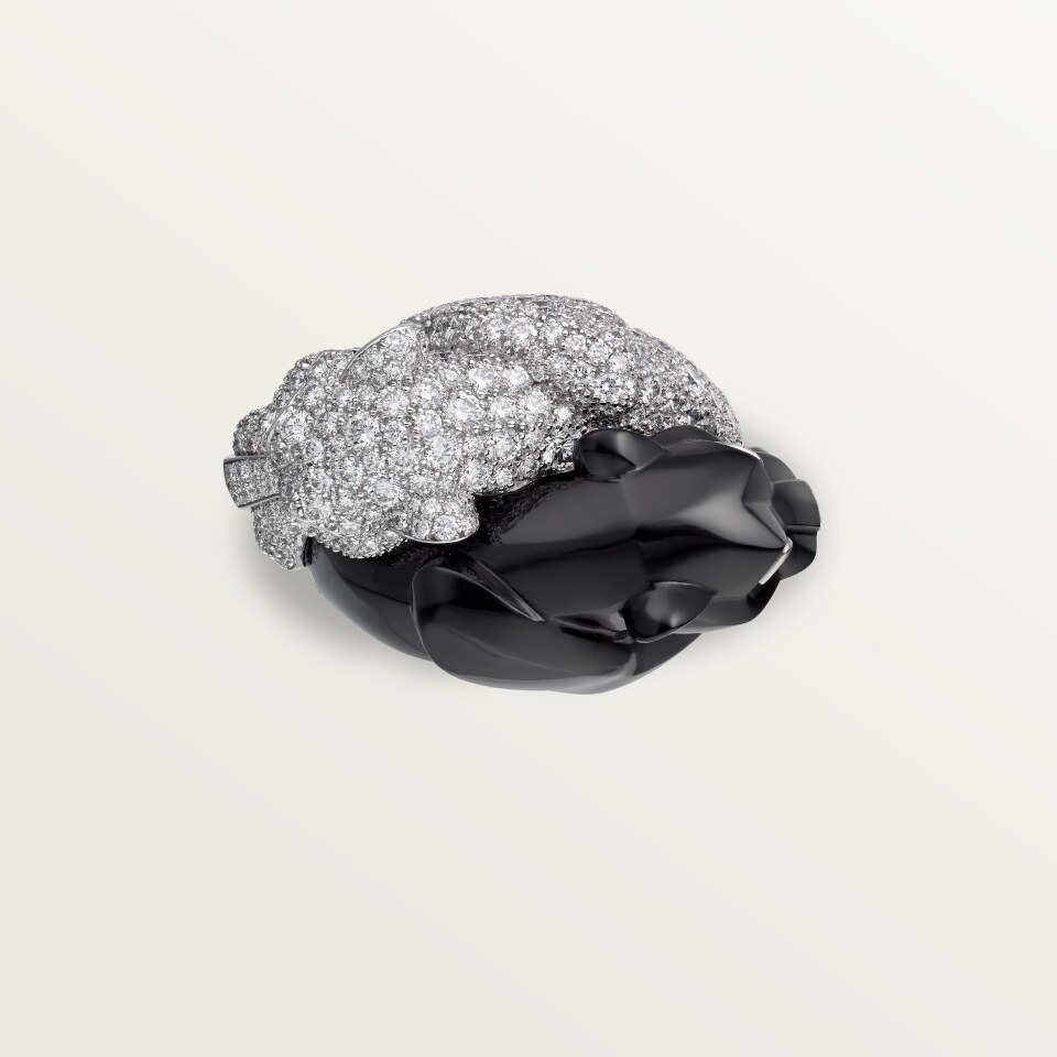 CARTIER Panthère de Cartier Ring, Onyx and Pavé Setting H4380852 White Gold Emerald Onyx Diamond (High Jewellery)