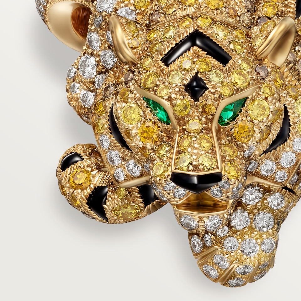 CARTIER Fauna & Flora Ring H4405952 Yellow Gold Onyx Emerald Yellow Orange Brown Diamond (High Jewellery)