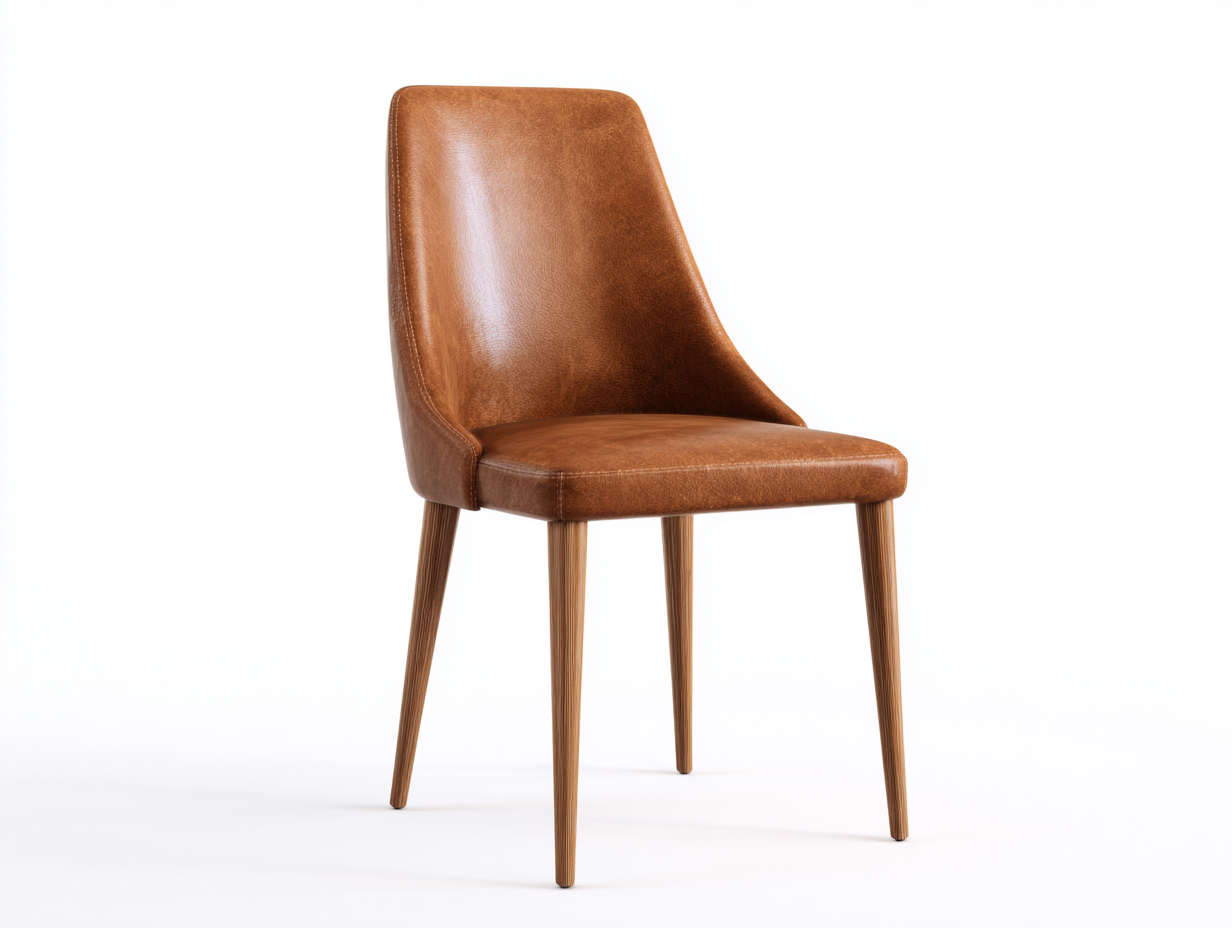 Dining Chair-Leather-Wood-52x57x84 cm-Tan Brown-Modern Classic Style-Casagetmart