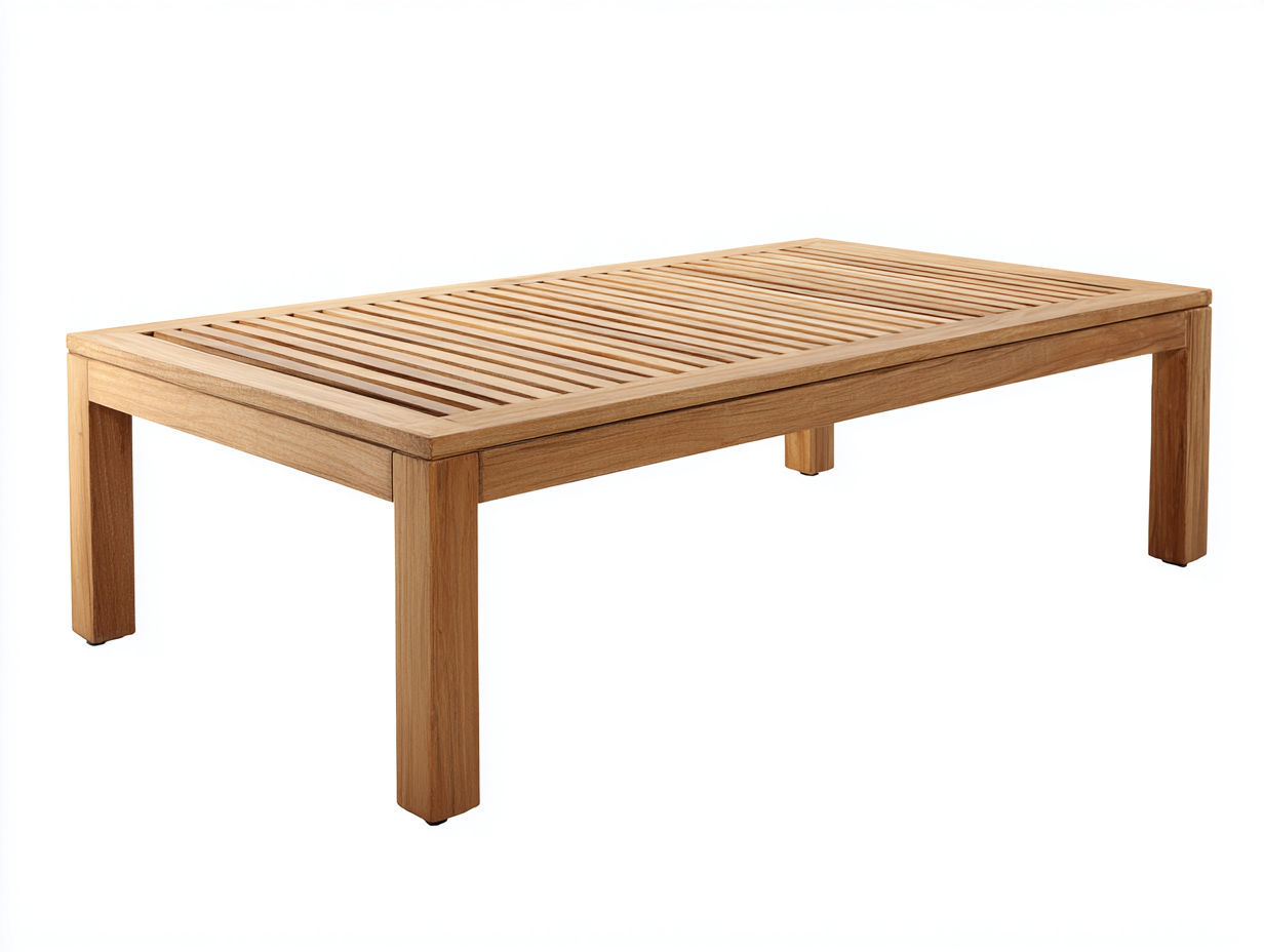 Garden Table - Teak Wood - 118 x 58 x 45 cm - Natural - Contemporary Outdoor Style-Casagetmart