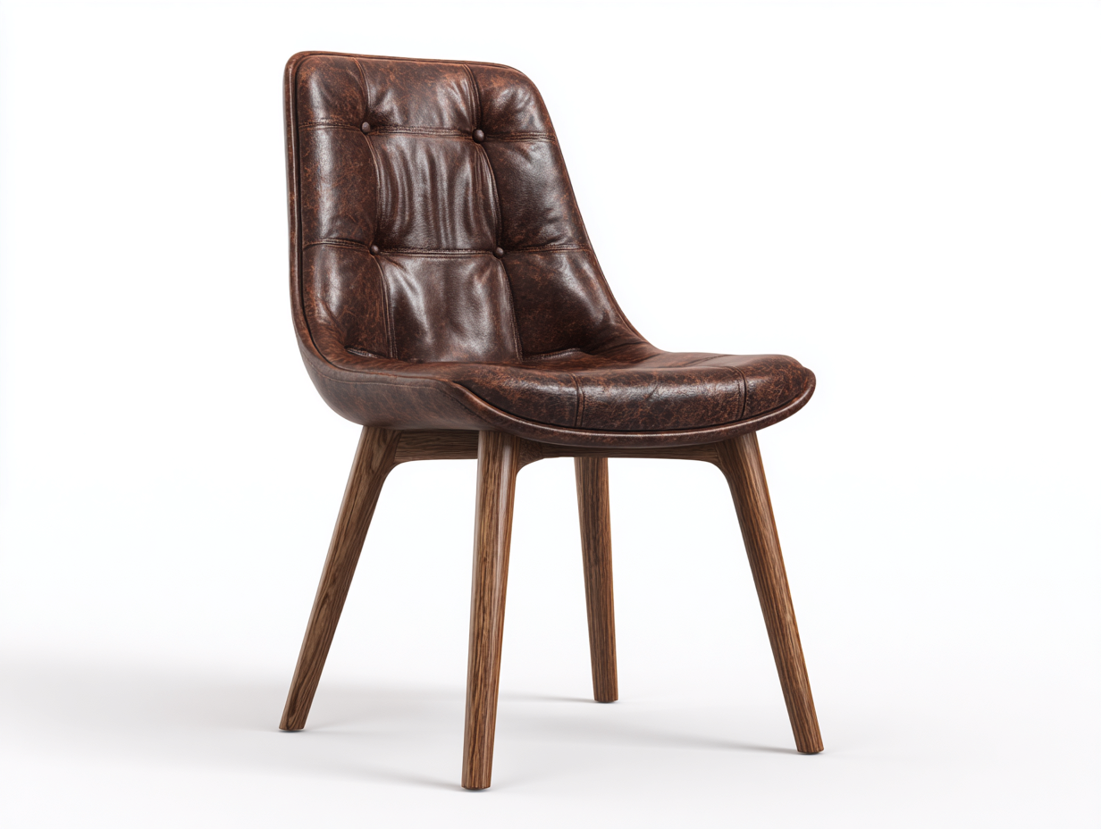 Dining Chair-Leather-Wood-54x60x83 cm-Dark Brown-Modern Retro Style-Casagetmart