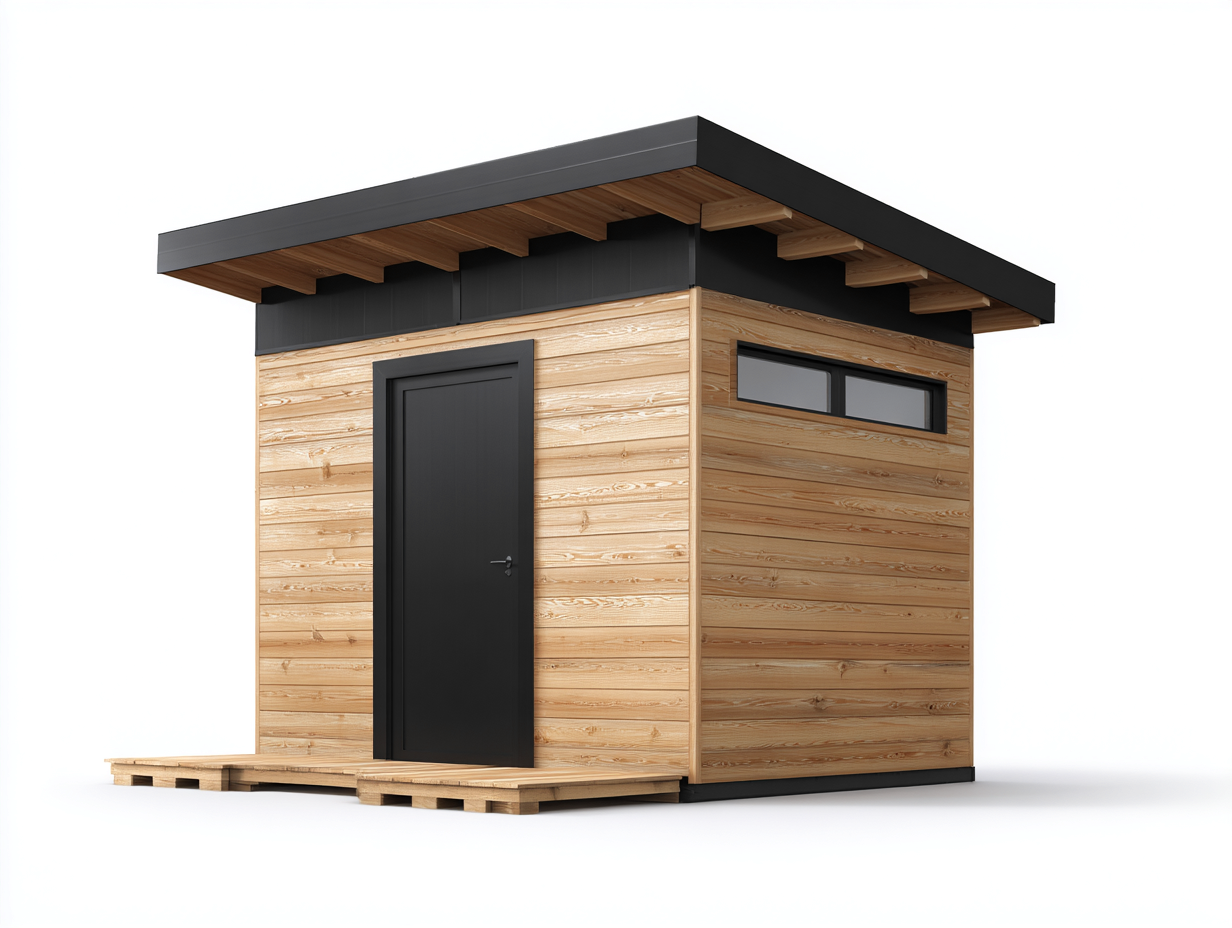 Garden Shed - Wood-Metal - 264x176x214 cm - Natural-Black - Modern Architectural Style-Casagetmart