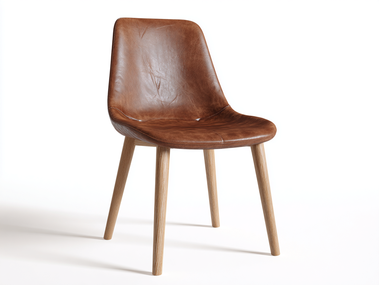 Dining Chair-Leather-Wood-52x58x81 cm-Brown-Modern Clean Style-Casagetmart