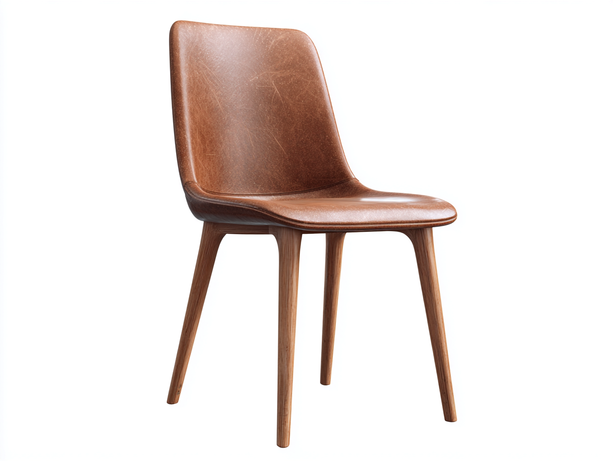 Dining Chair-Leather-Wood-51x56x80 cm-Light Brown-Modern Simple Style-Casagetmart