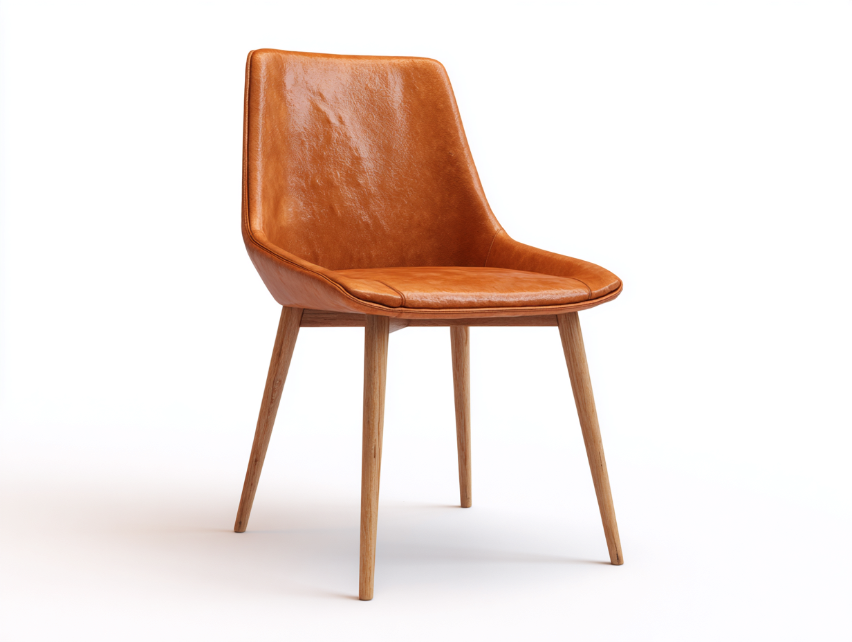 Dining Chair-Leather-Wood-53x60x82 cm-Tan Brown-Modern Warm Style-Casagetmart