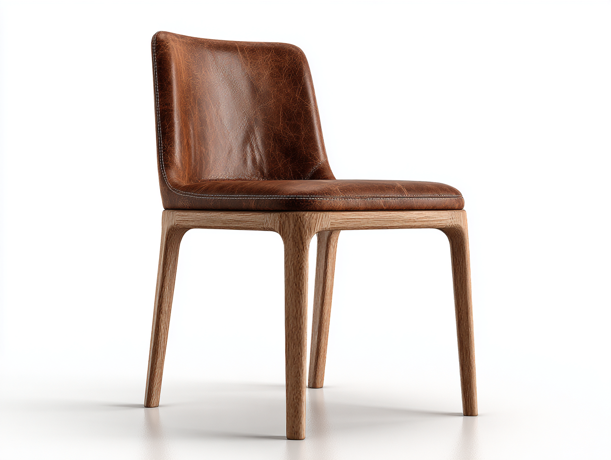 Dining Chair-Leather-Wood-50x57x80 cm-Brown-Modern Minimal Style-Casagetmart