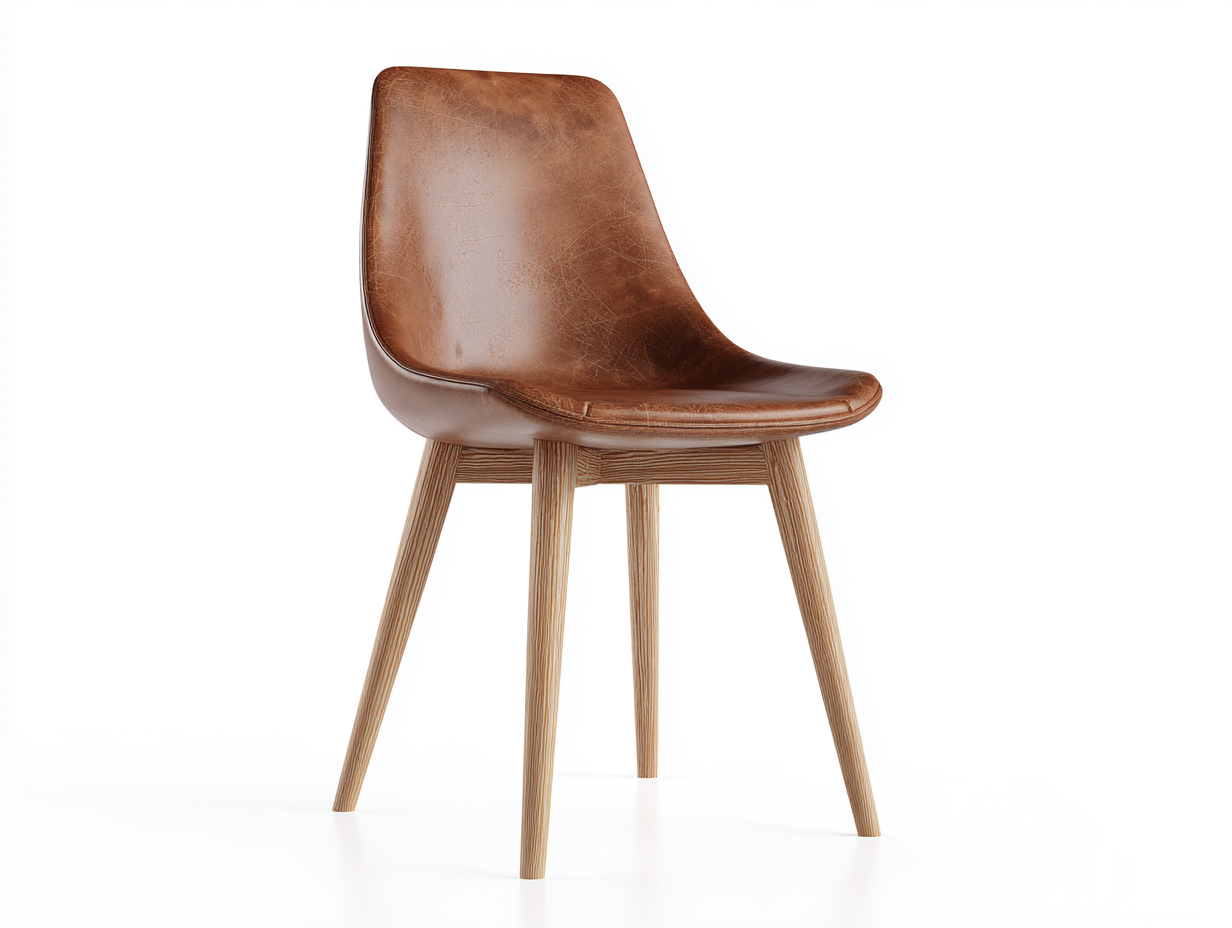 Dining Chair-Leather-Wood-53x58x81 cm-Brown-Modern Natural Style-Casagetmart