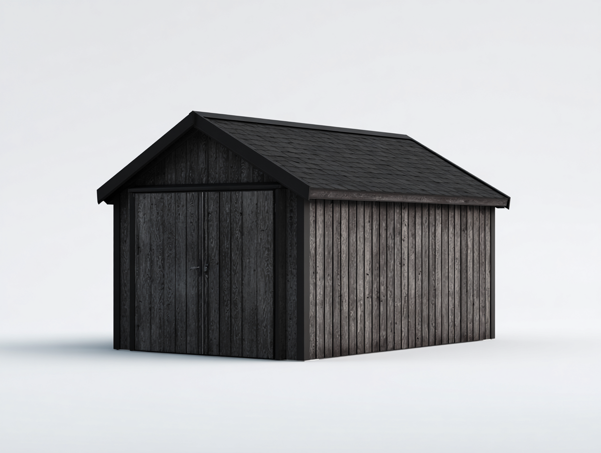 Garden Shed - Wood - 276x182x208 cm - Dark Brown-Black - Rustic Contemporary Style-Casagetmart