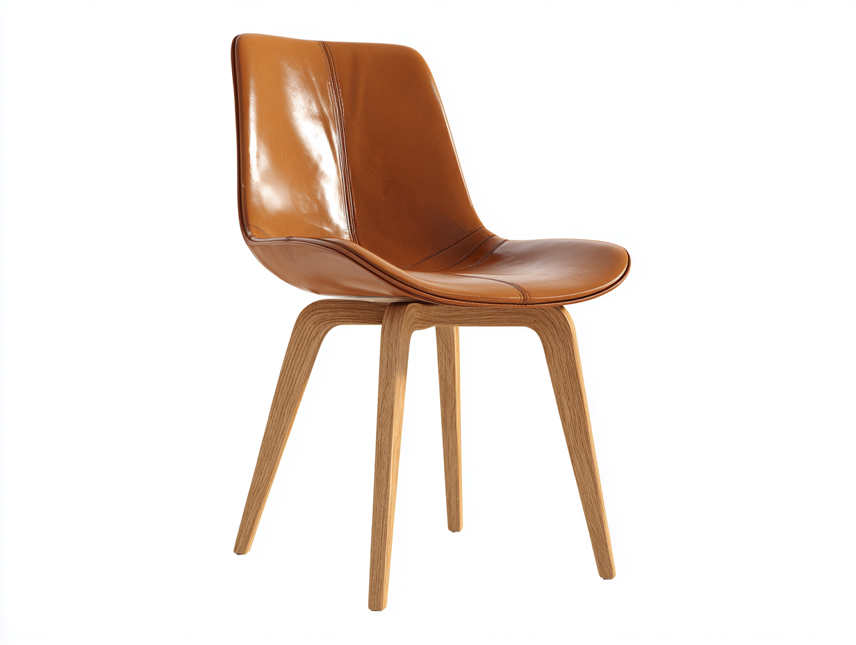 Dining Chair-Leather-Wood-54x59x83 cm-Tan-Modern Sleek Style-Casagetmart