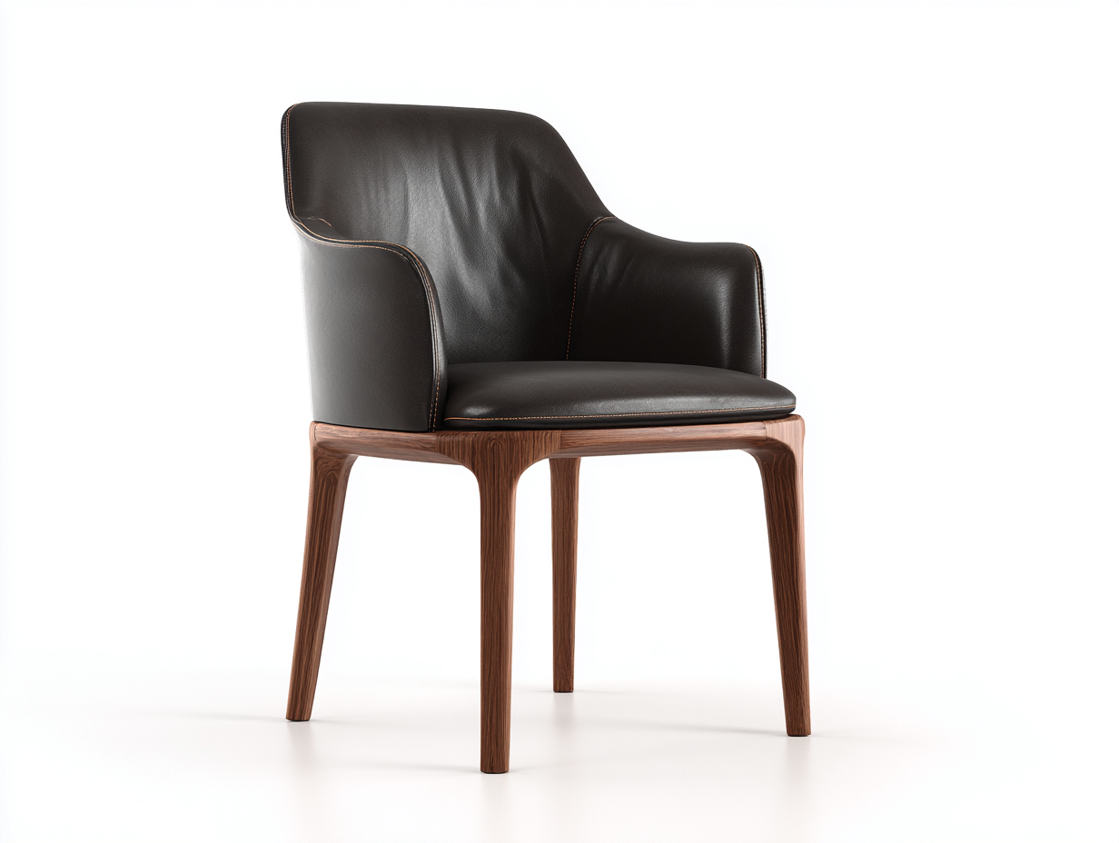 Dining Chair-Leather-Wood-56x62x84 cm-Dark Brown-Modern Armchair Style-Casagetmart