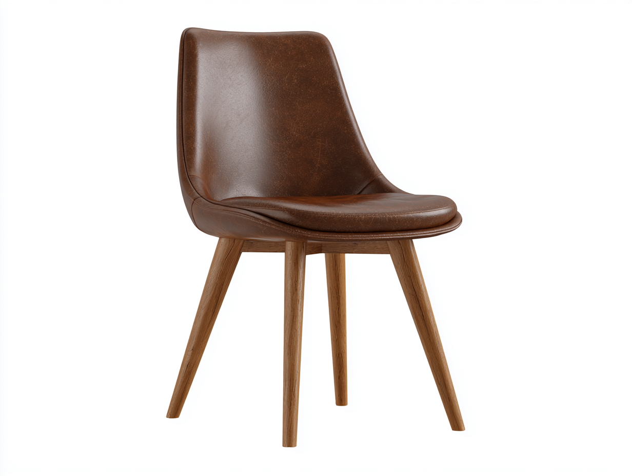 Dining Chair-Leather-Wood-52x57x82 cm-Dark Brown-Modern Soft Style-Casagetmart