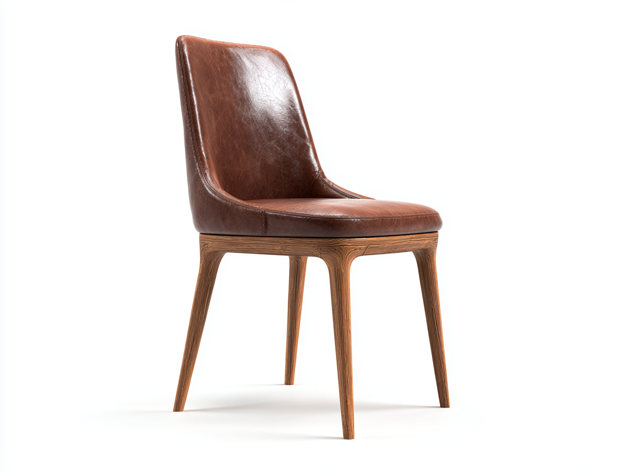 Dining Chair-Leather-Wood-51x58x85 cm-Brown-Modern Classic Style-Casagetmart