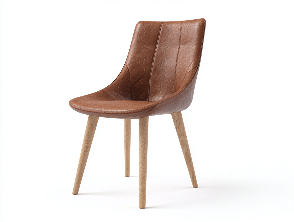 Dining Chair-Leather-Wood-55x60x83 cm-Brown-Modern Contour Style-Casagetmart