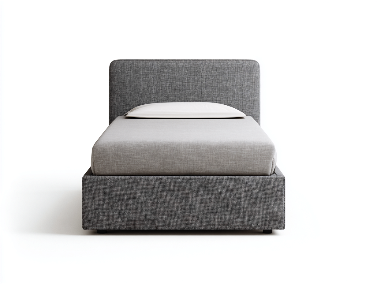 Single Beds - Fabric - 195x95x91 cm - Grey - Minimalist Upholstered Style-Dengetbay