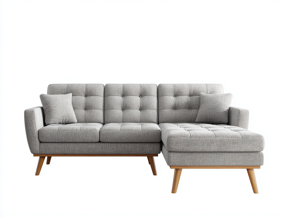 Corner Sofa - Fabric-Wood-Foam - 232x150x84 cm - Grey - Modern Style-Dengetbay