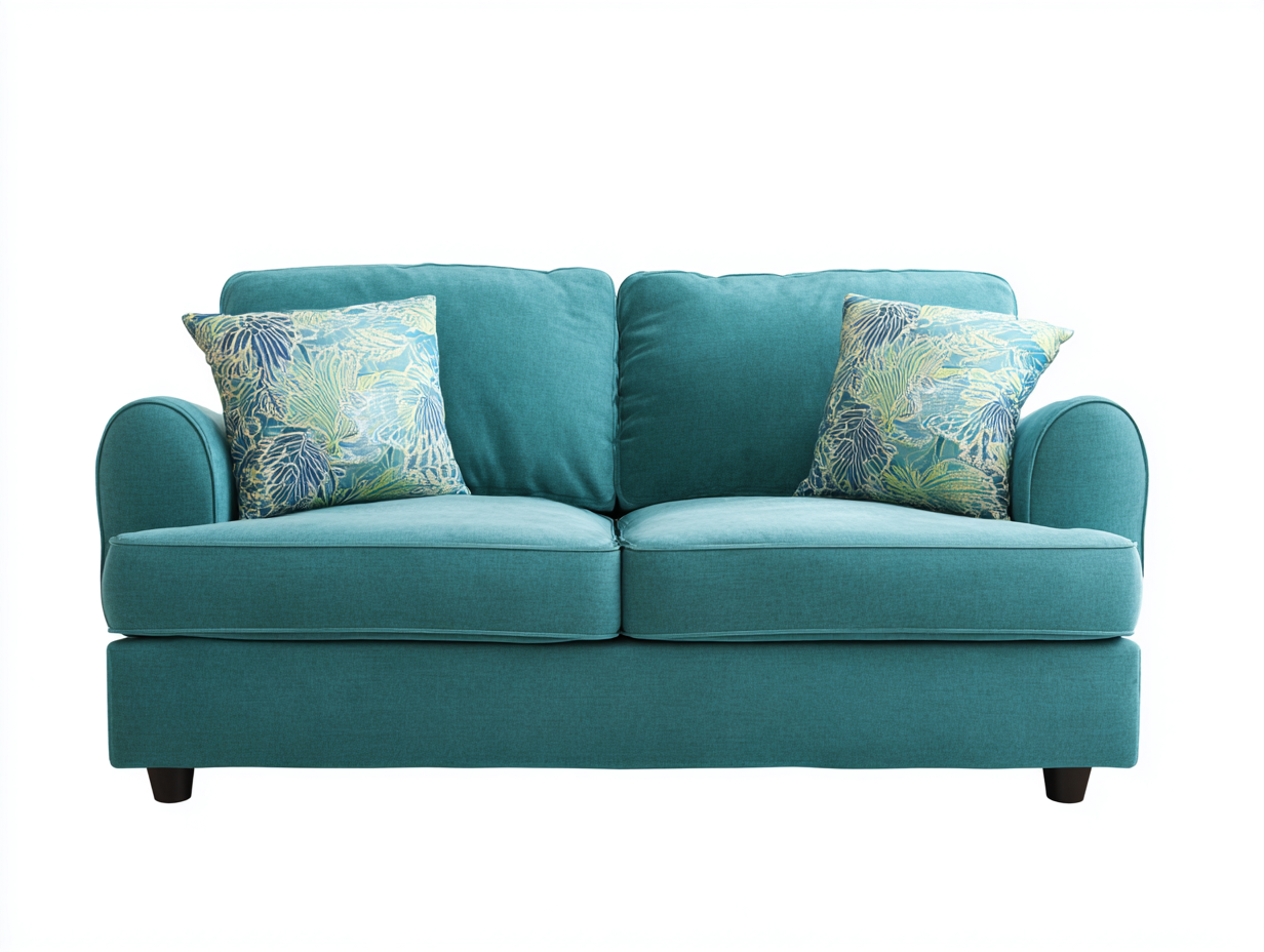 2 Seater Sofa-Fabric-Wood-170x87x83 cm-Teal-Modern-Dengetbay