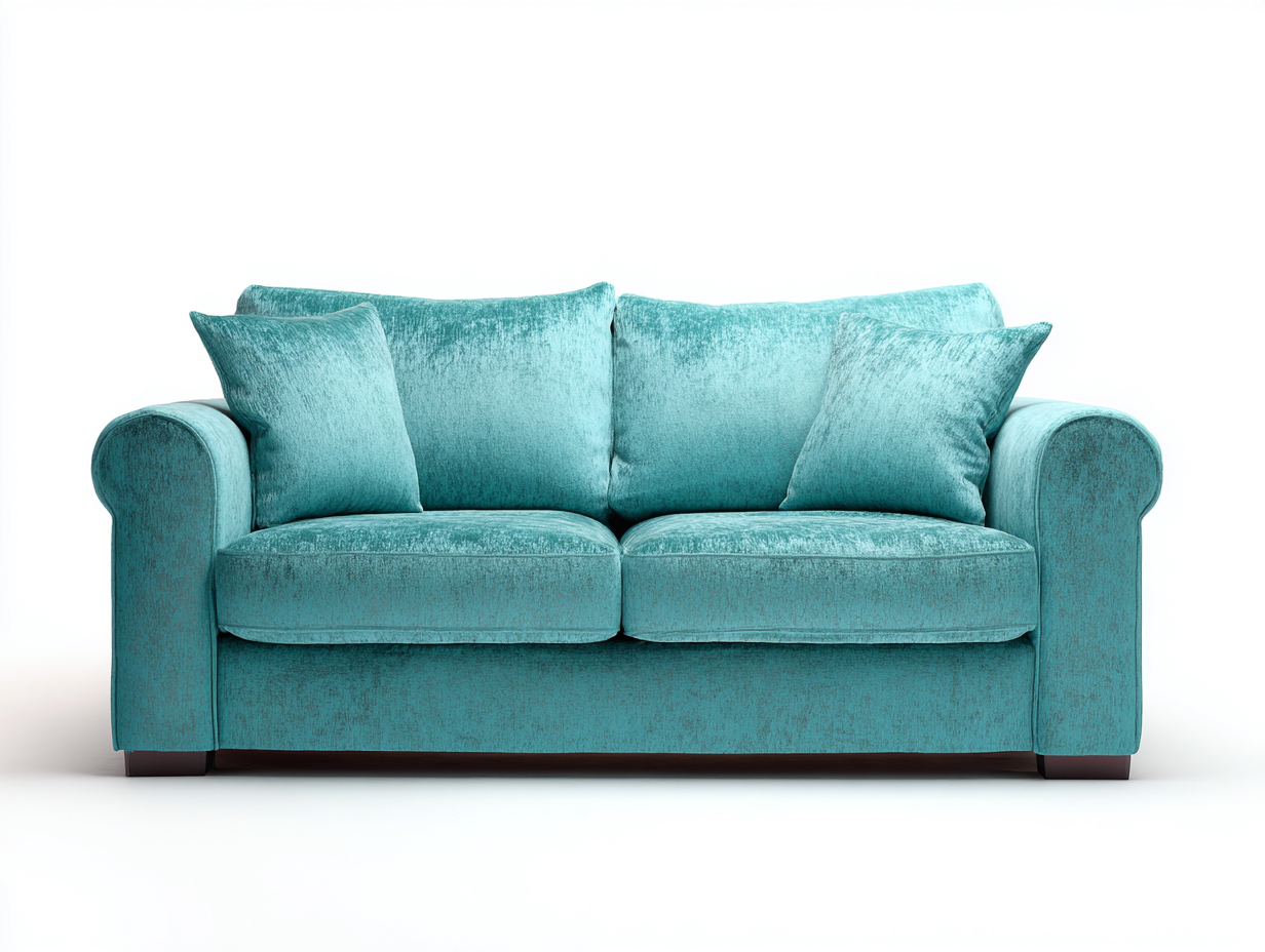 2 Seater Sofa-Fabric-Wood-166x86x82 cm-Aqua-Modern-Dengetbay