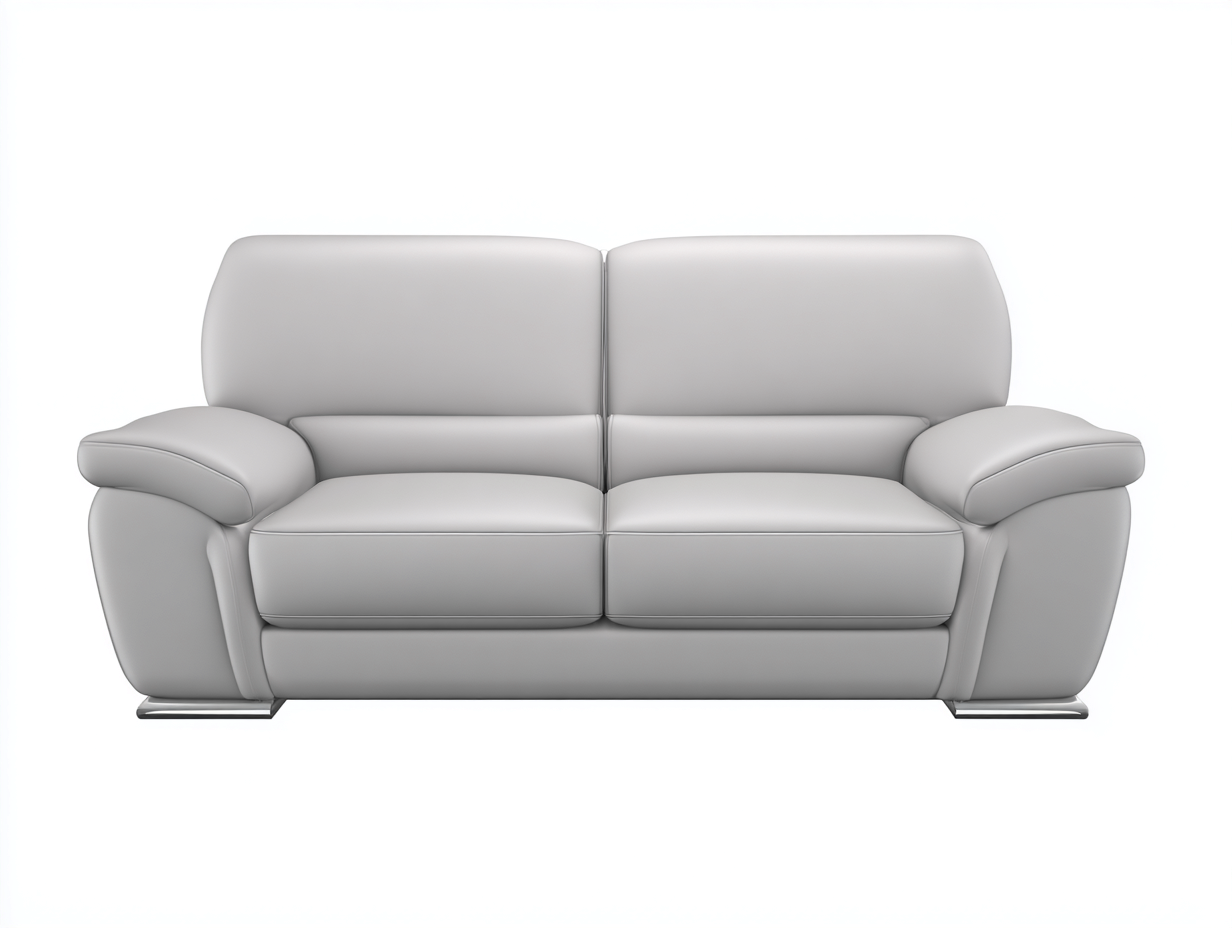 2 Seater Sofa-Leather-Metal-180x95x90 cm-Light Grey-Modern-Dengetbay