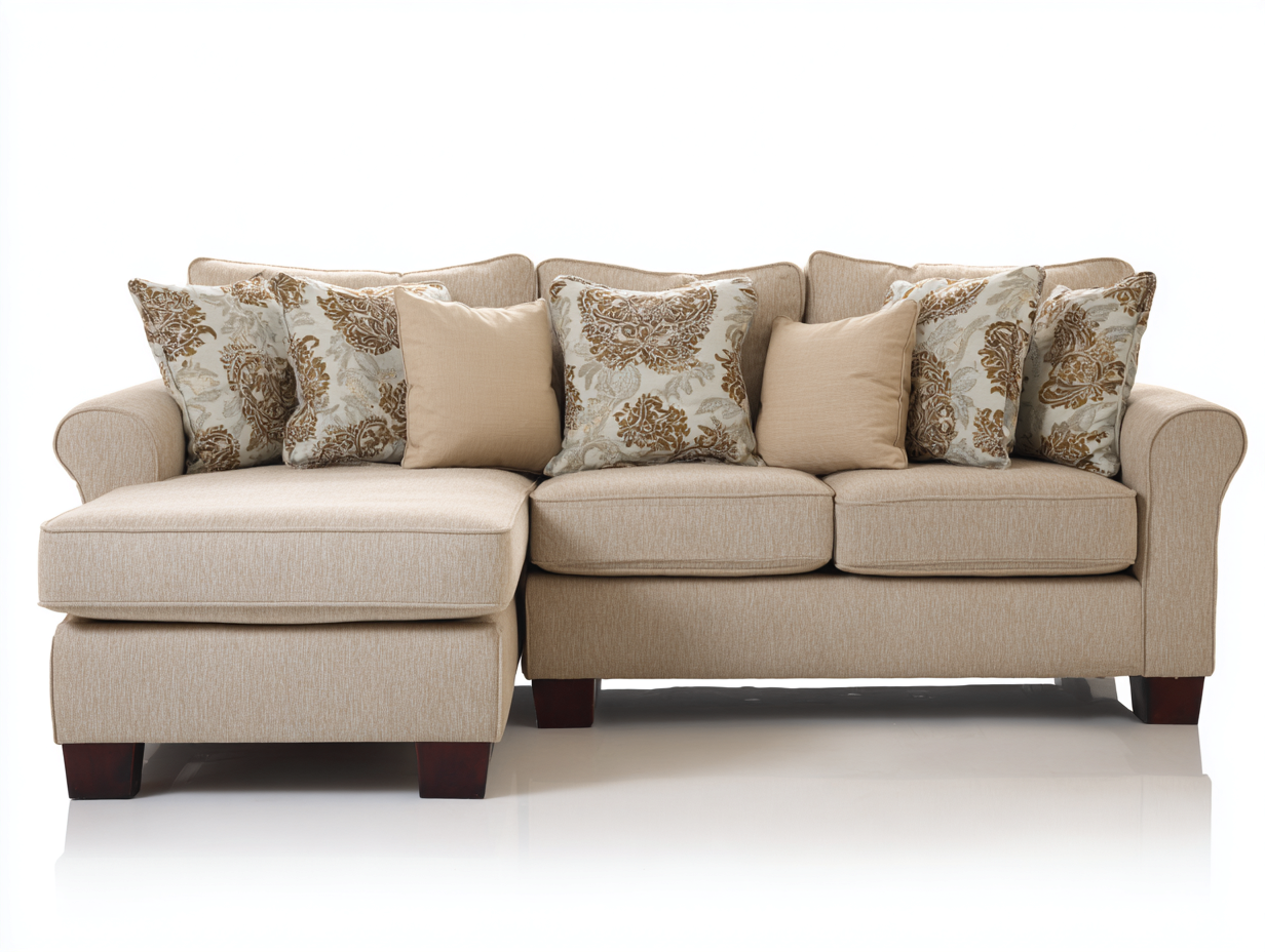 Corner Sofa - Fabric-Wood-Foam - 248x158x88 cm - Beige - Modern Style-Dengetbay