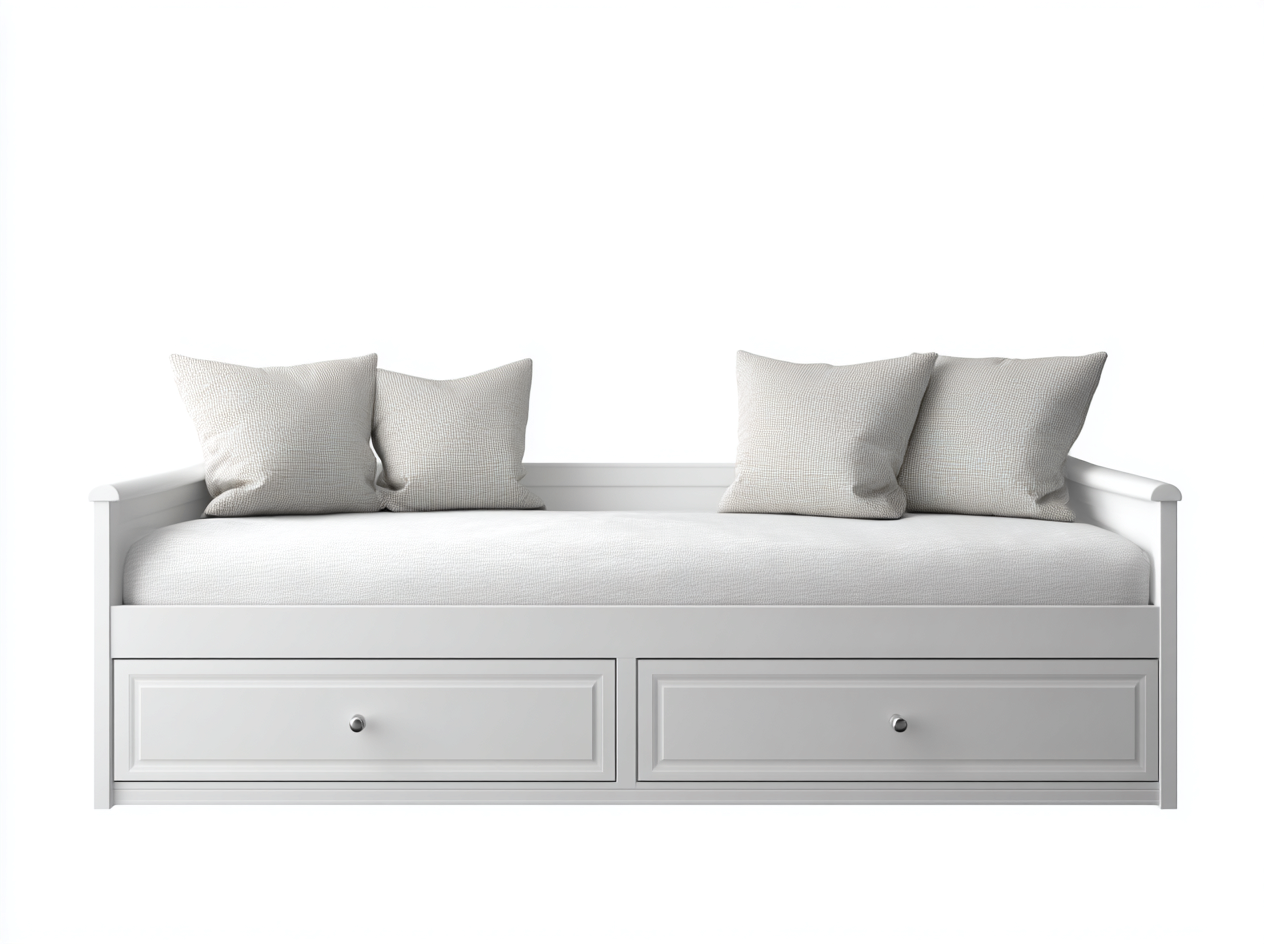 Sofa Bed-Wood-Fabric-204x96x84 cm-White-Modern Storage Daybed-Dengetbay