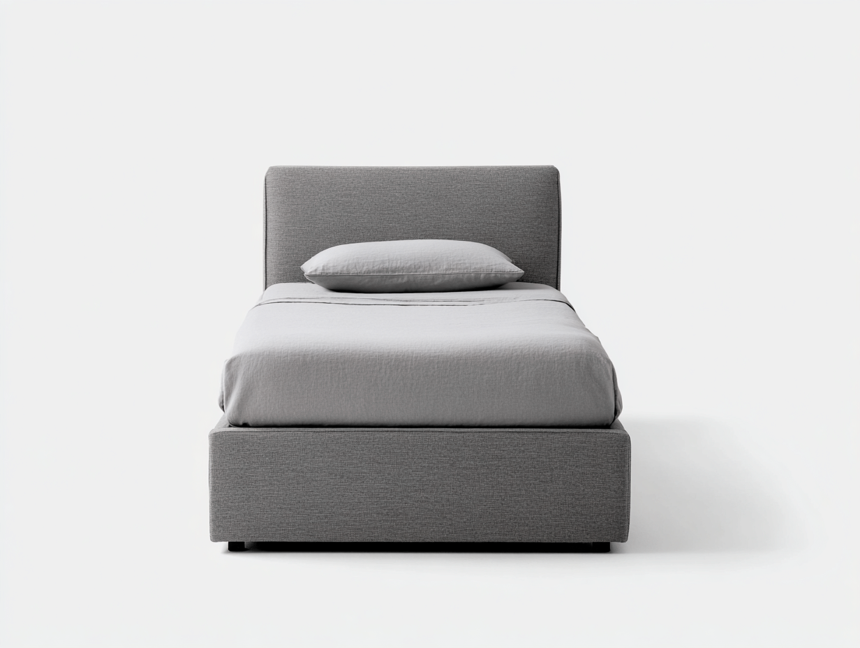 Single Beds - Fabric - 196x97x90 cm - Dark Grey - Contemporary Upholstered Style-Dengetbay