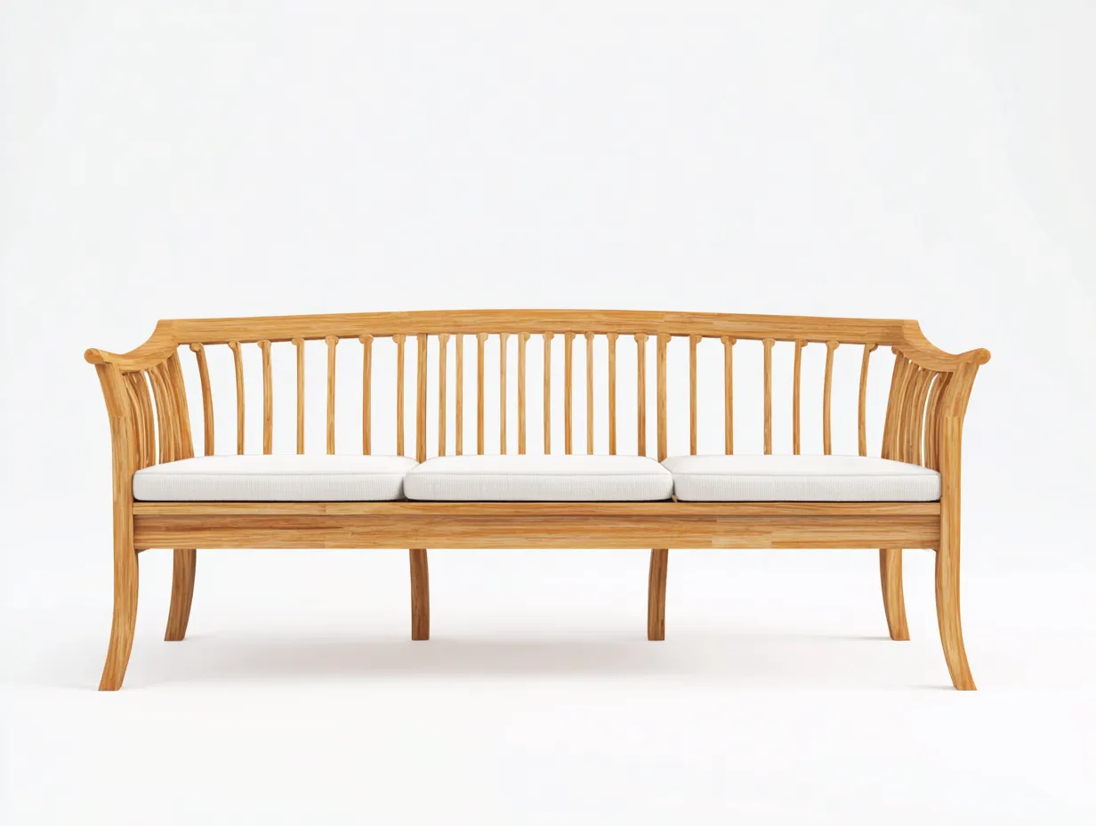 Outdoor Bench-Solid Wood-Fabric-188x62x86 cm-Natural-Beige-Modern Style-Nookupio