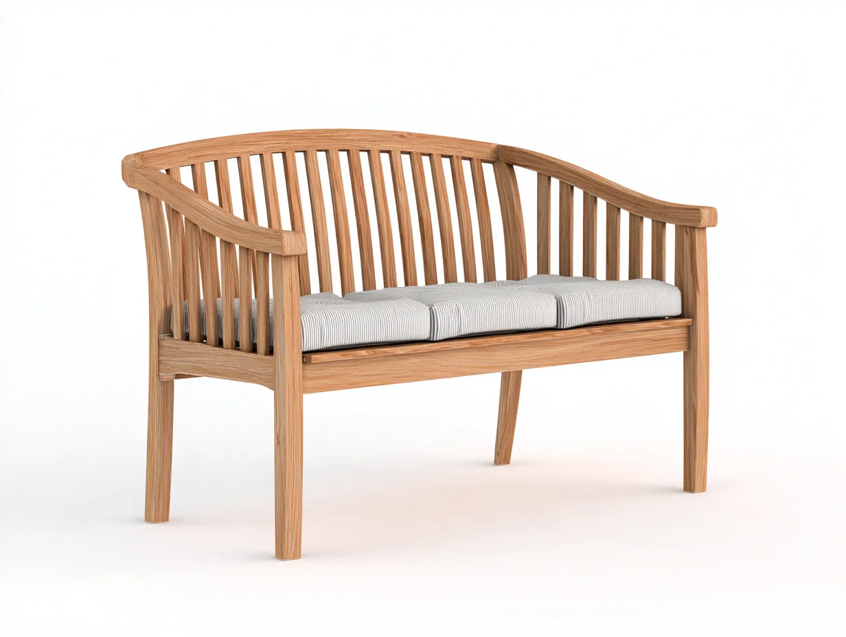 Outdoor Bench-Solid Wood-Fabric-128x58x84 cm-Natural-Beige-Modern Style-Nookupio