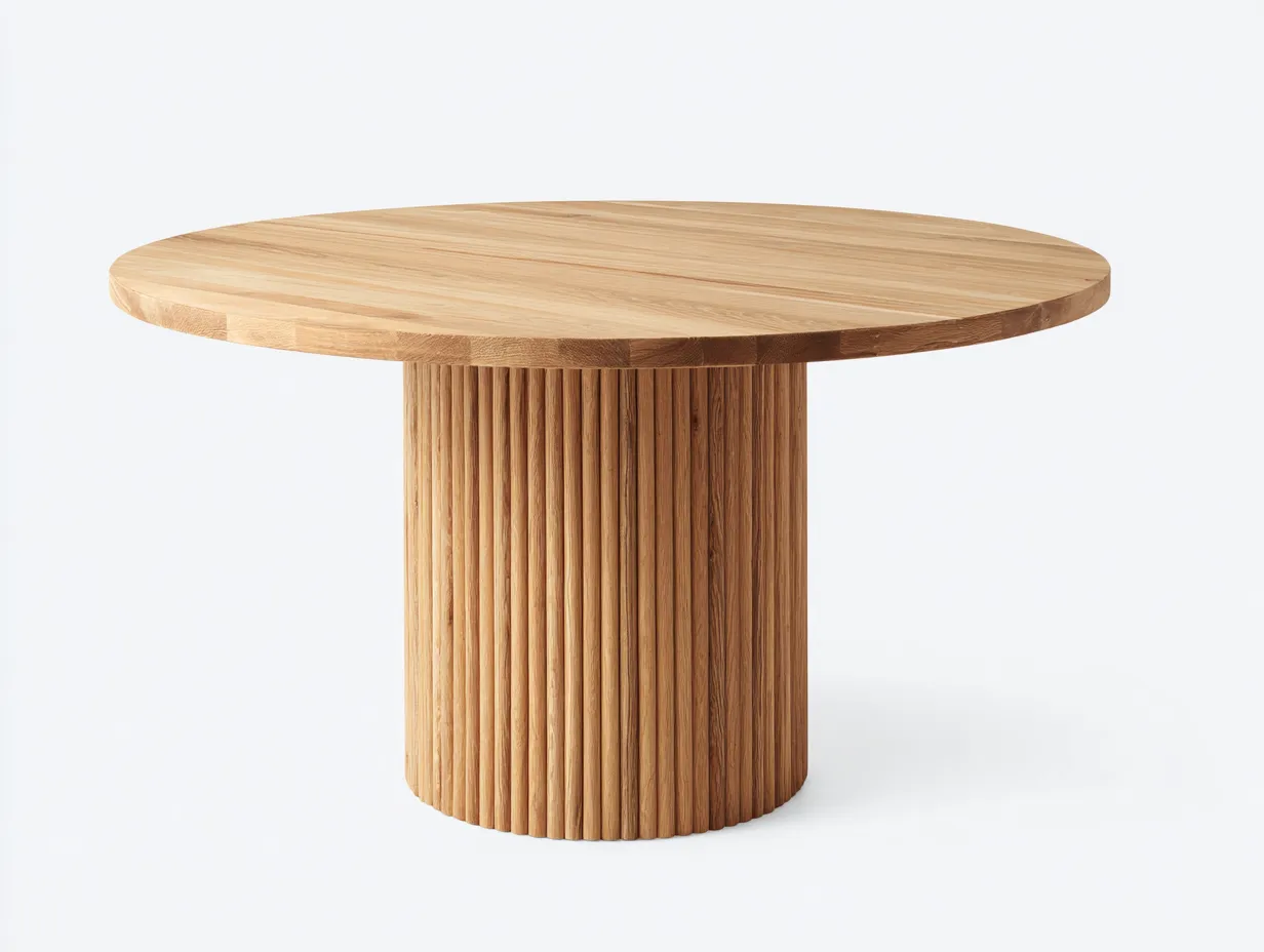 Outdoor Tables - Solid Timber - 135x135x76 cm - Natural - Modern Fluted Design-Nookupio