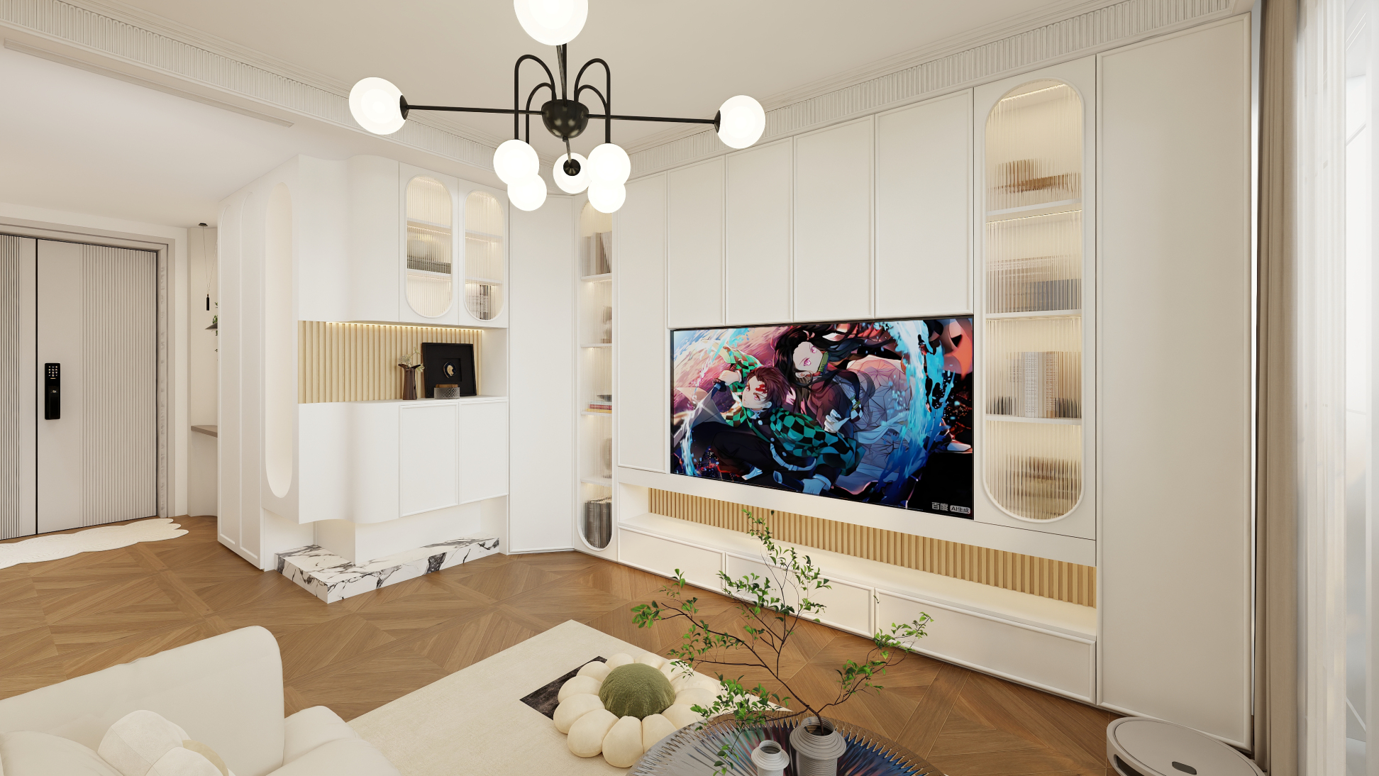 Minimalist interior with custom carpentry for Slide 2