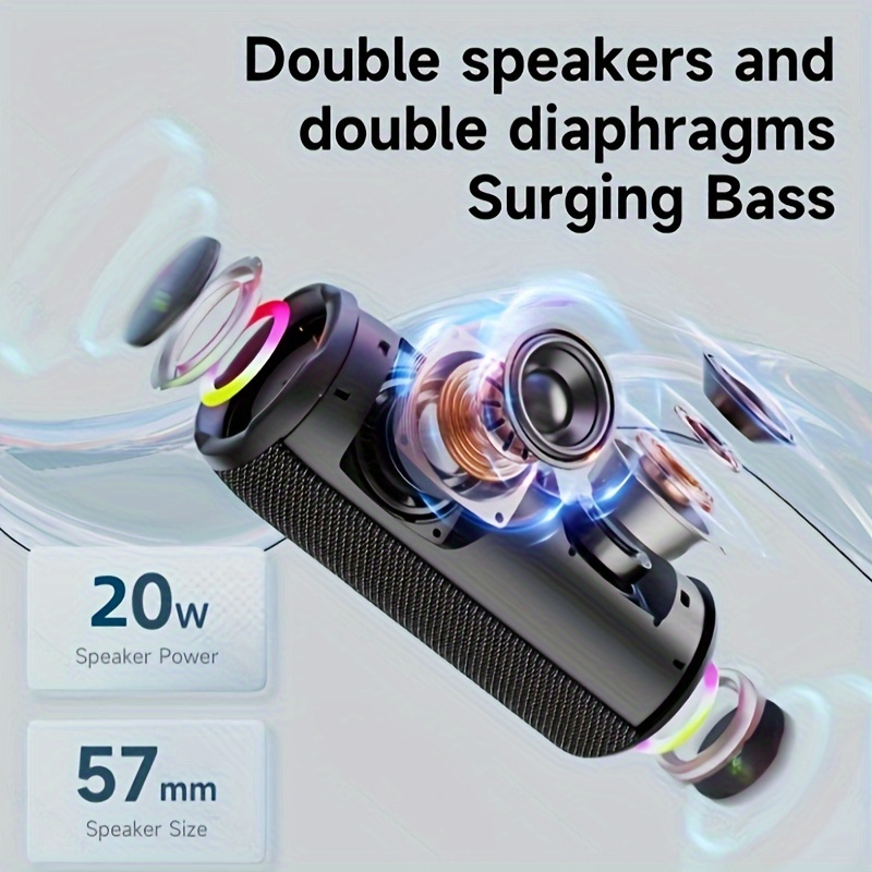 Portable Wireless Dual Speakers Bass Enhanced High-Resolution Audio (Upgraded)