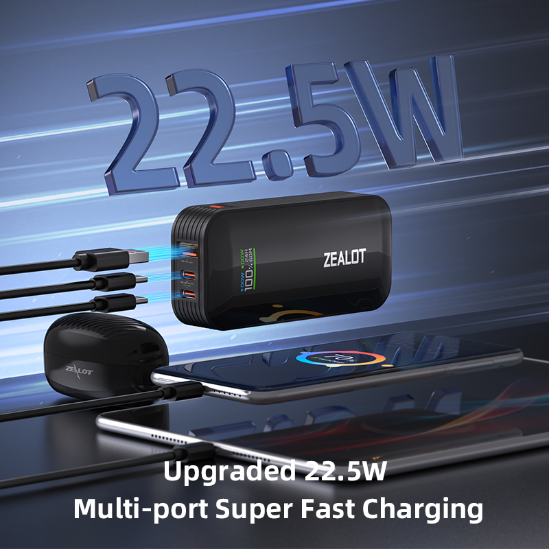 Outdoor portable ultra-fast power bank with charging cable