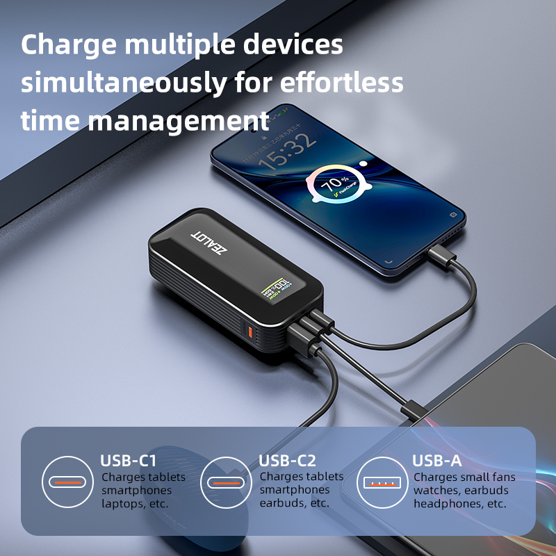 Outdoor portable ultra-fast power bank with charging cable