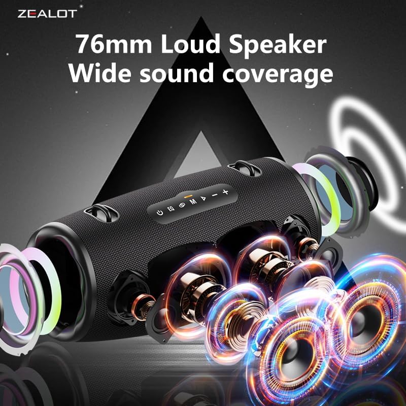 Portable Bluetooth Speaker, Stereo Sound, Deep Bass