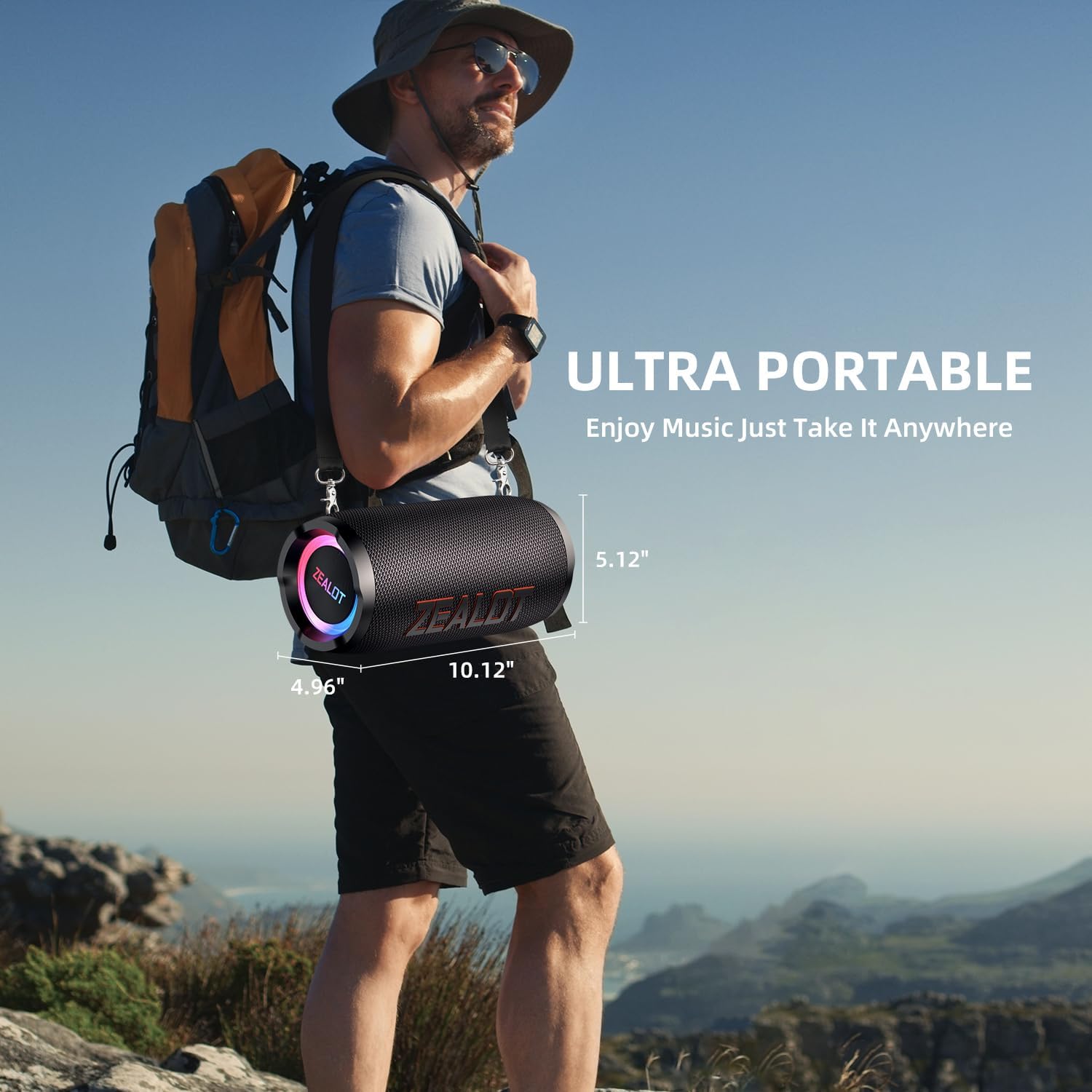 Portable Bluetooth speaker, vibration sound effect, with LED light, free speaker