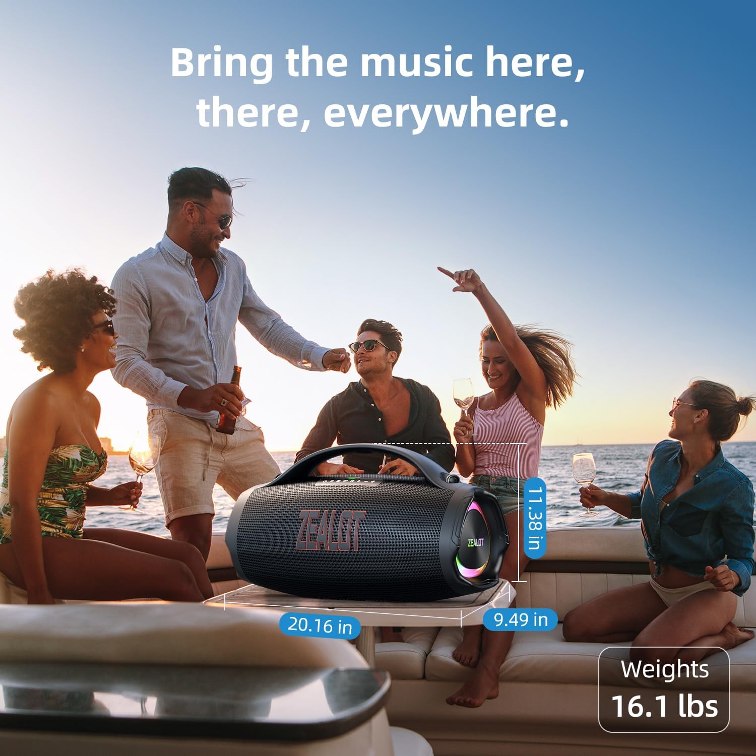 Portable Bluetooth speaker, suitable for home, outdoor, party, travel-ZEALOT