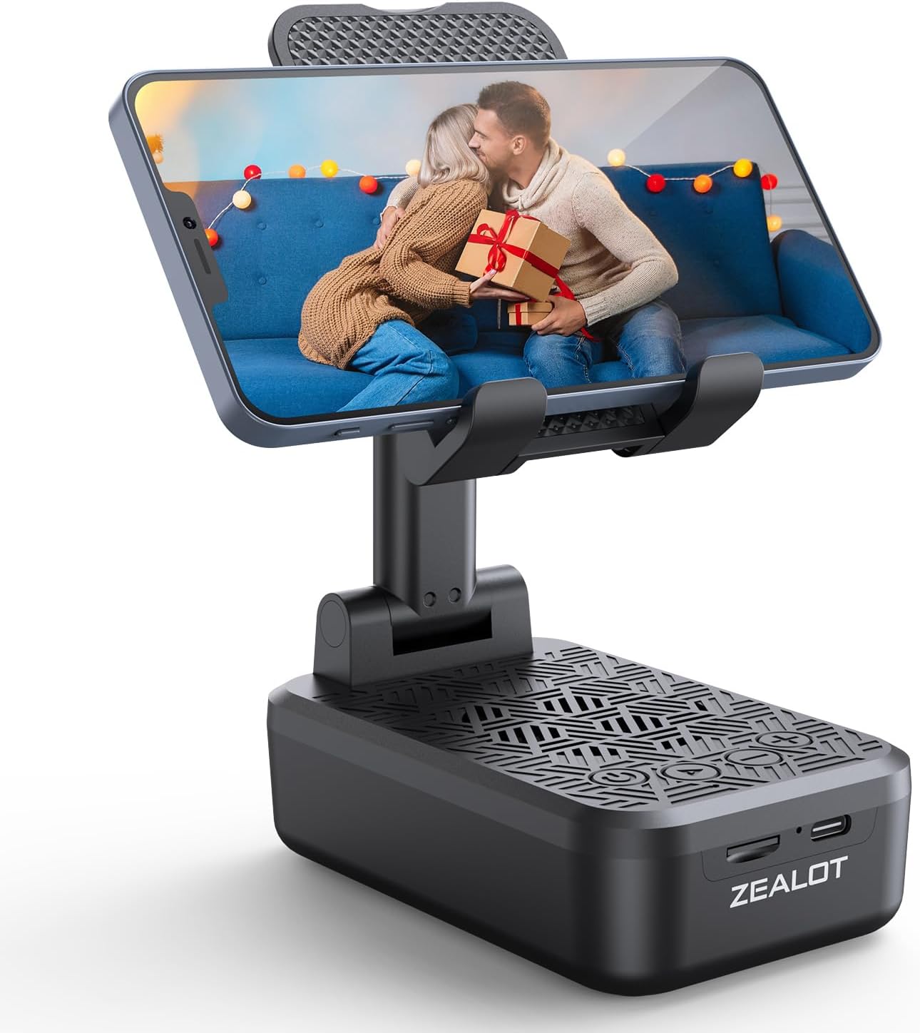 Mobile phone holder with wireless induction bluetooth speaker
