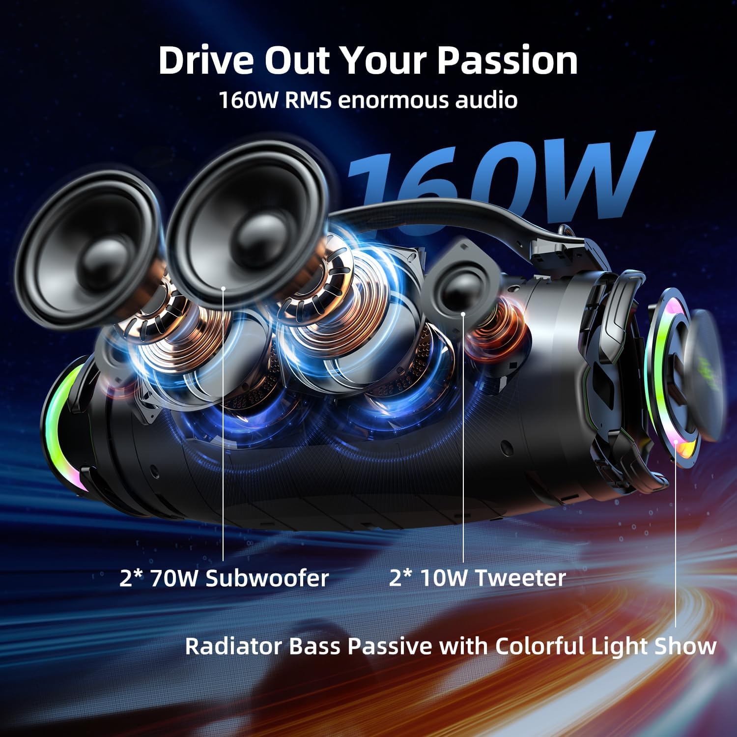 Portable Bluetooth speaker, suitable for home, outdoor, party, travel-ZEALOT