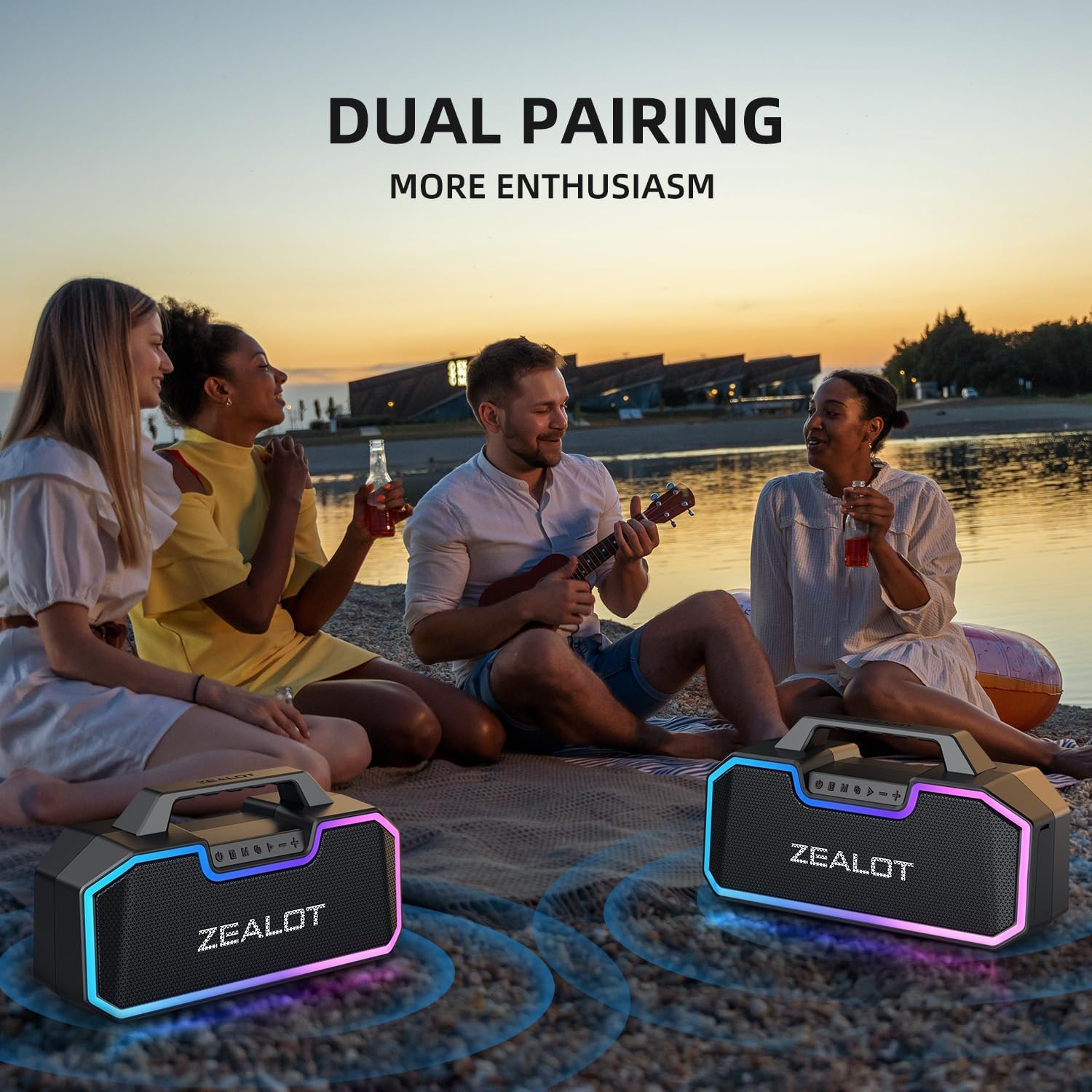 Bluetooth speaker, 80W wireless speaker with dual pairing function, extra large battery