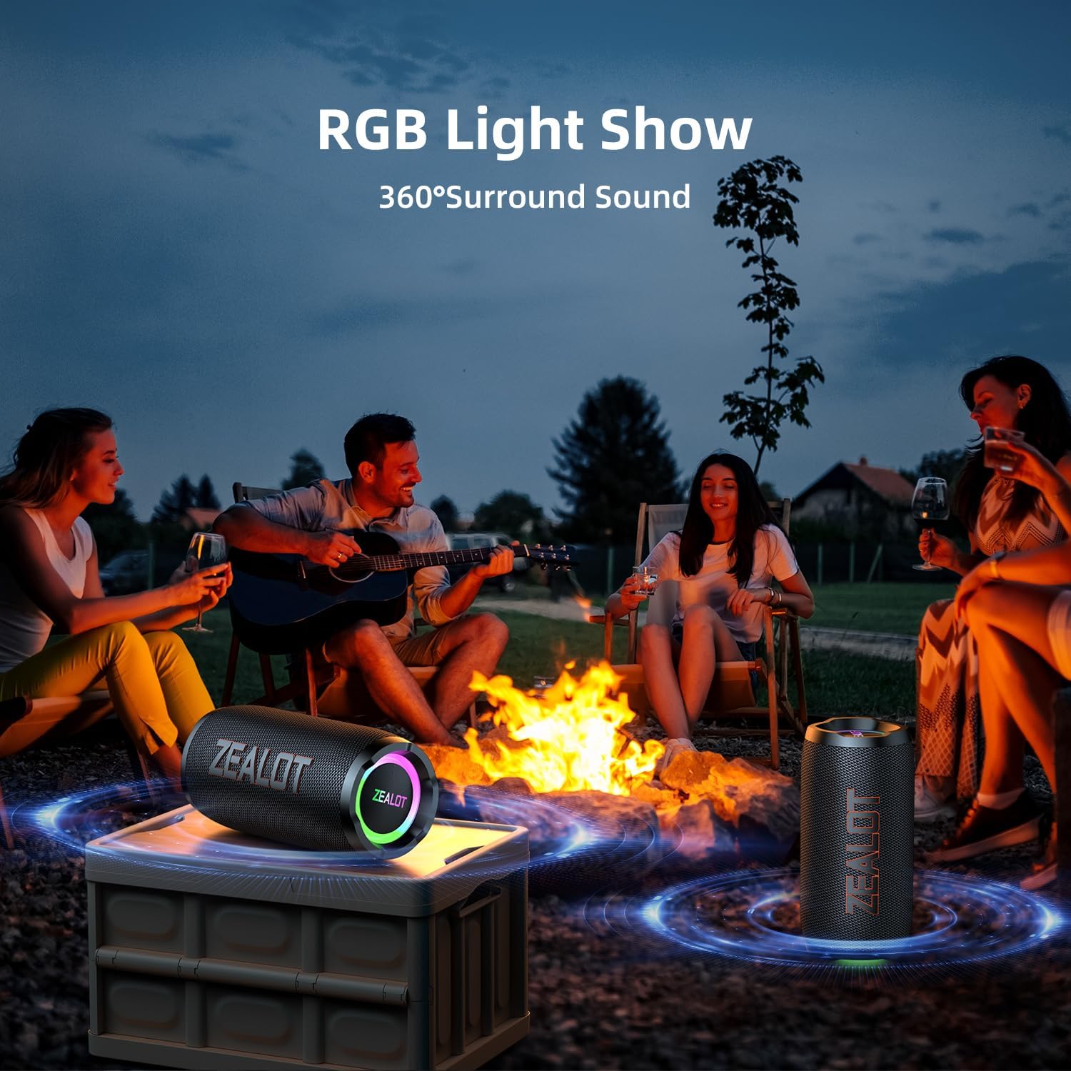 Portable Bluetooth speaker, vibration sound effect, with LED light, free speaker