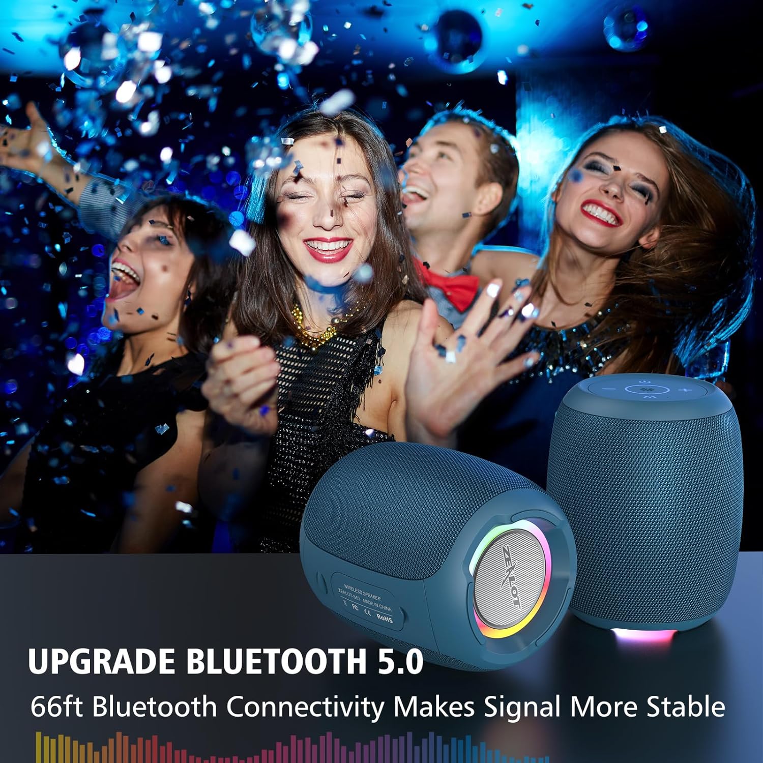 Portable Waterproof Wireless Bluetooth Speaker with LED Light