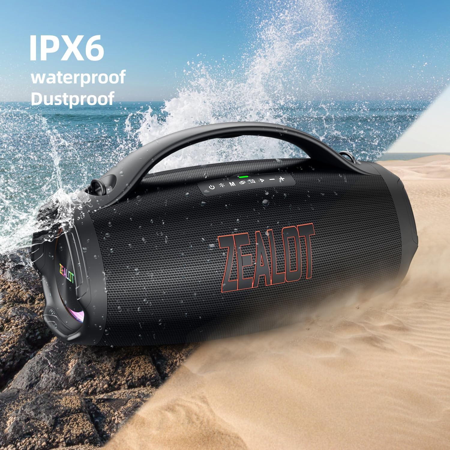 Portable Bluetooth speaker, suitable for home, outdoor, party, travel-ZEALOT