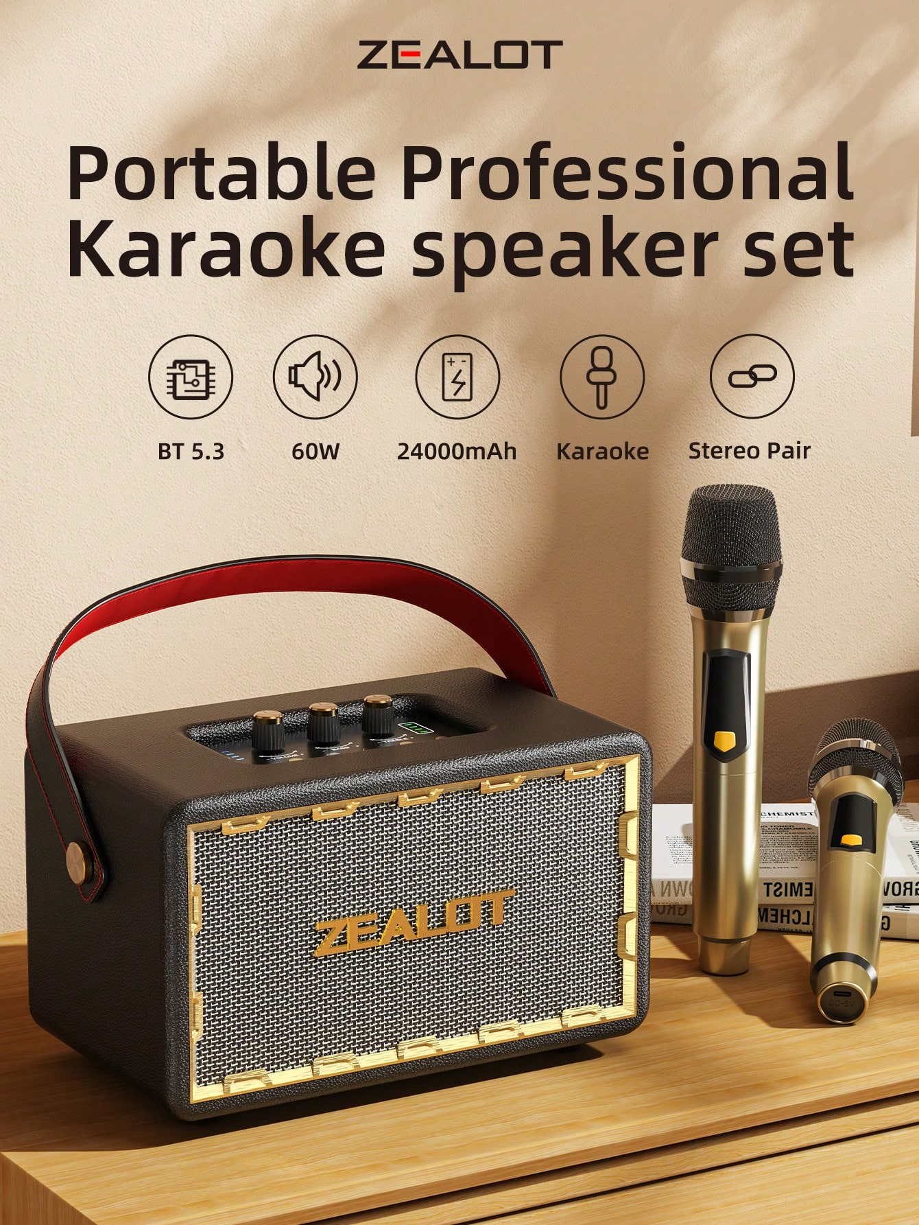 Wireless Kara speaker, portable outdoor speaker with 3 different sound effects