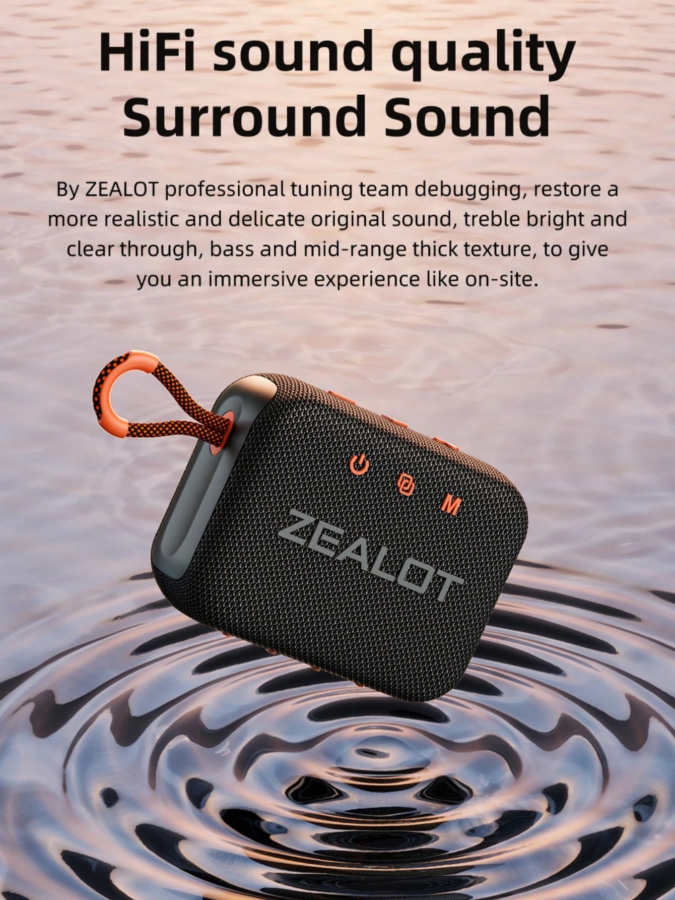 Portable wireless speaker, two units for double the sound, nylon wrapped, IPX6 waterproof