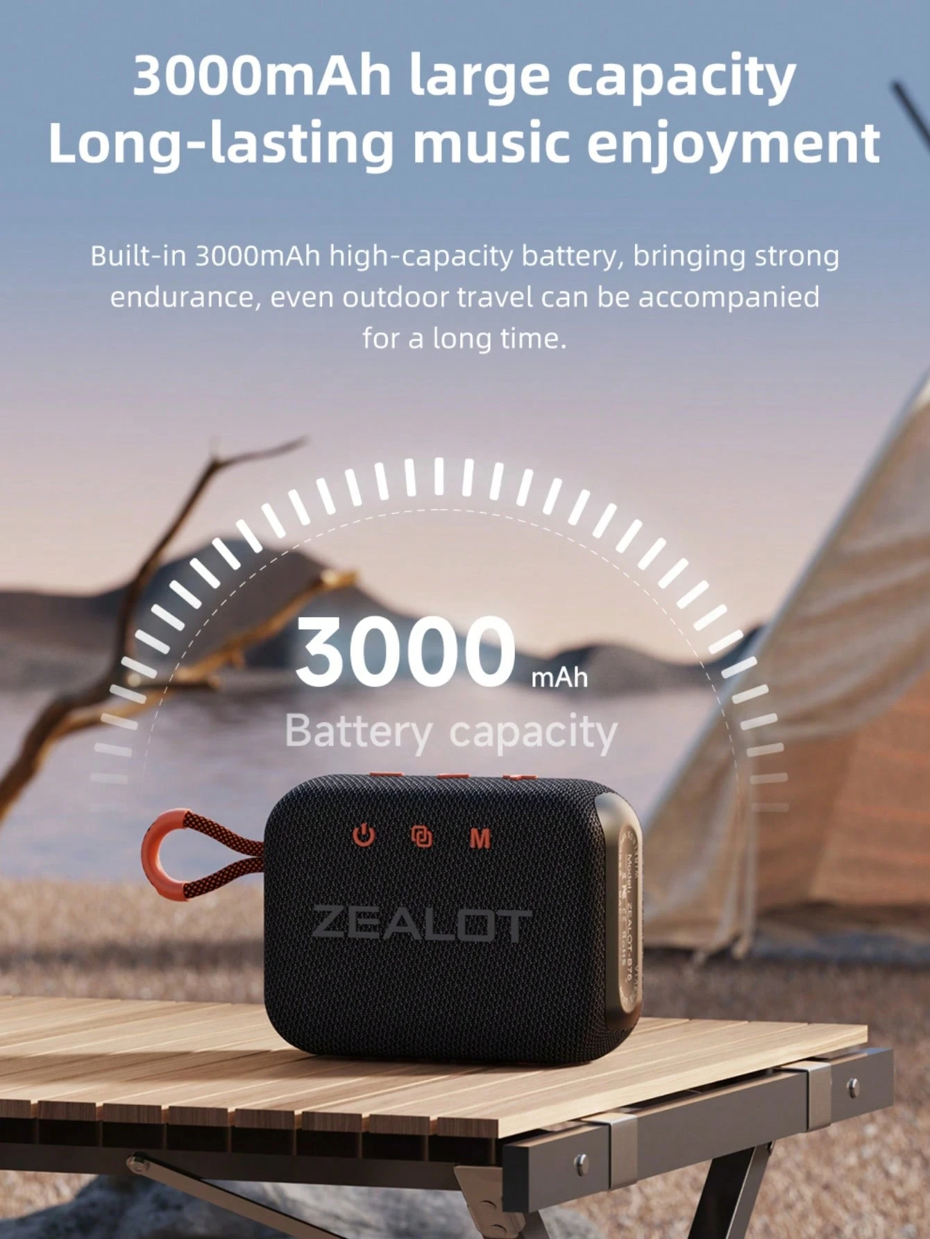 Portable wireless speaker, two units for double the sound, nylon wrapped, IPX6 waterproof