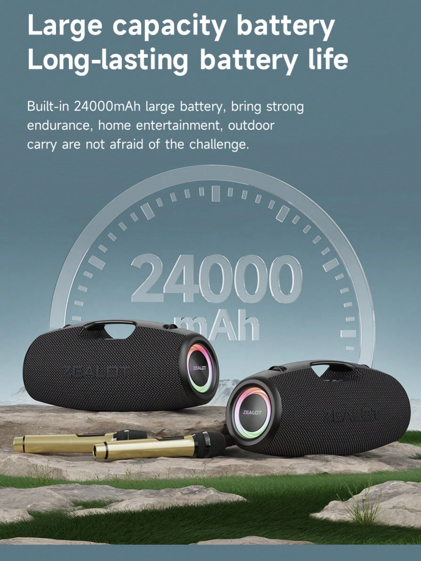 Portable Wireless Microphone Speaker, Surge Bass 3D Surround Sound