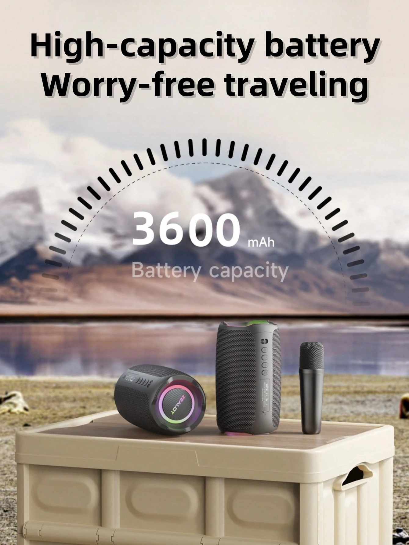 Portable wireless microphone speaker with powerful bass and 3D surround sound